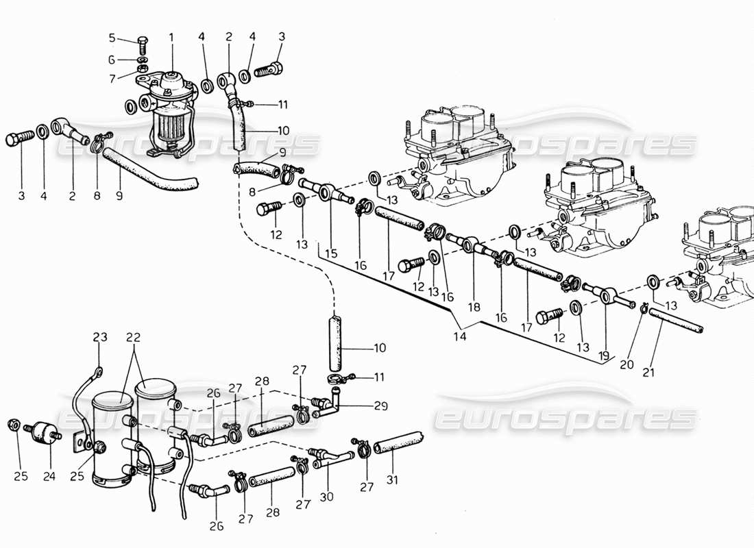 ferrari 206 gt dino (1969) diagramma delle parti di pompe e tubi di alimentazione