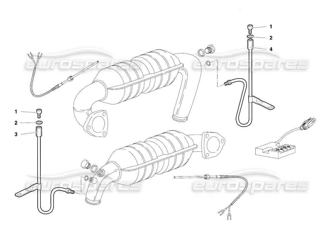 lamborghini diablo vt (1994) schema delle parti del sistema di scarico (valido per la versione svizzera - aprile 1994).