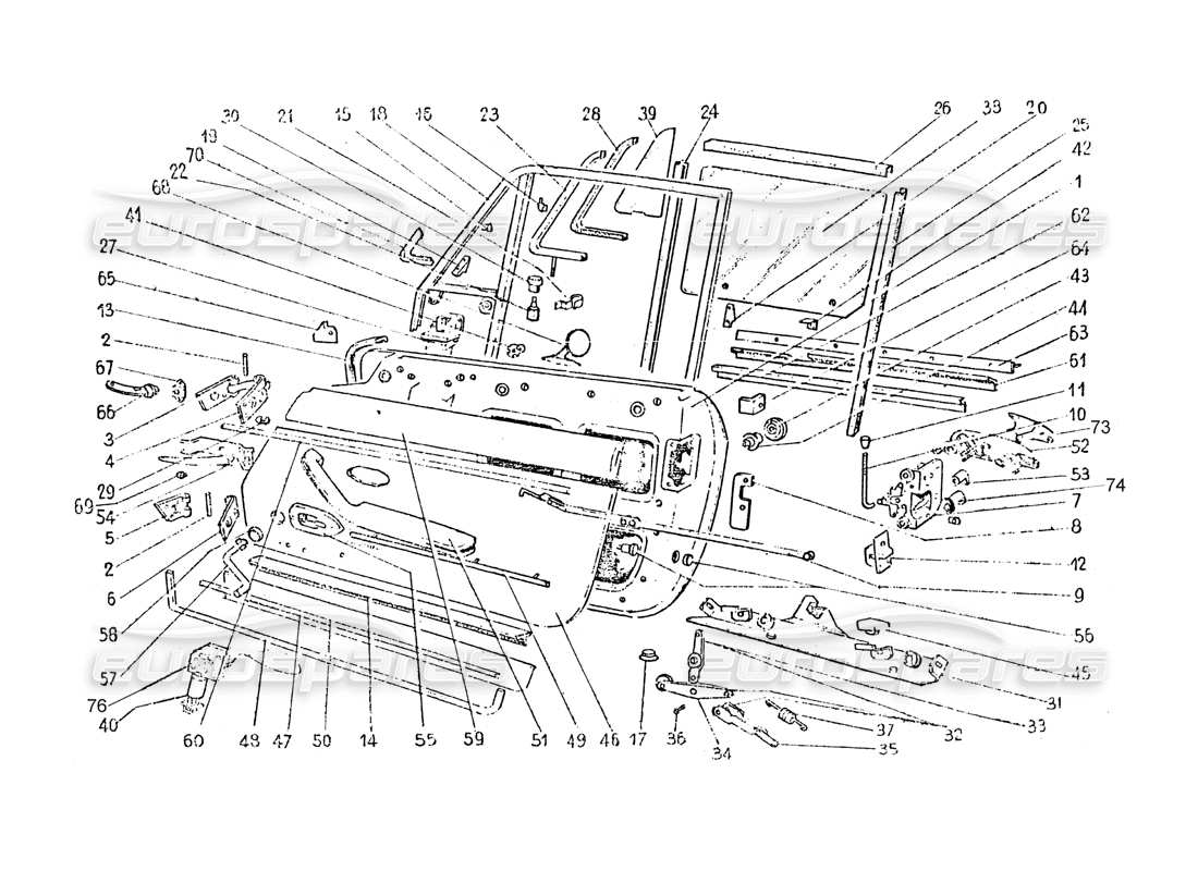 ferrari 365 gt 2+2 (coachwork) schema delle parti di porte e finiture