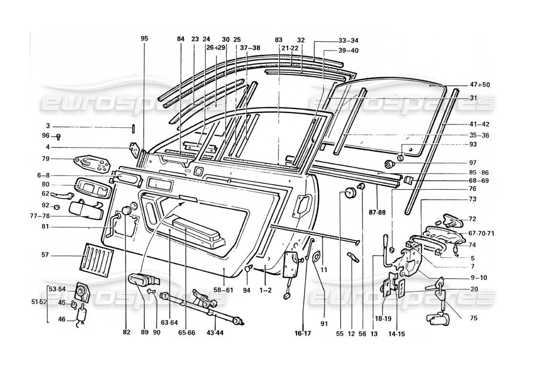 ferrari 412 (coachwork) porte e fissaggi diagramma delle parti