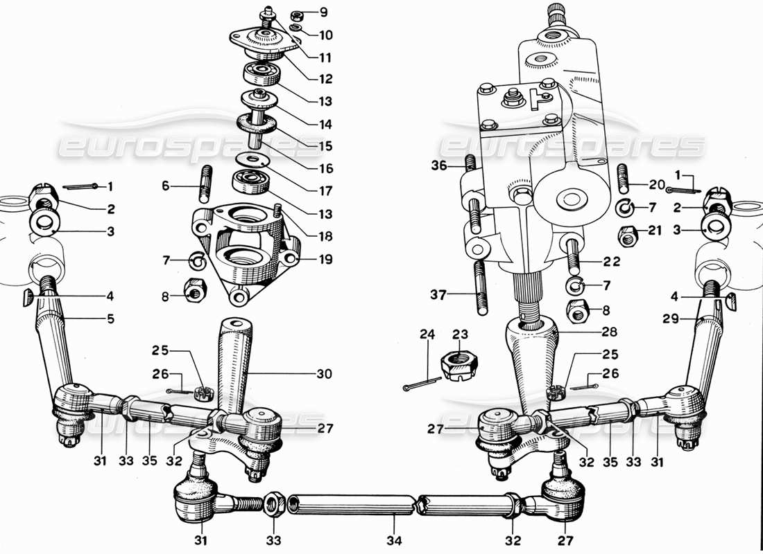 ferrari 365 gt 2+2 (mechanical) collegamento dello sterzo diagramma delle parti