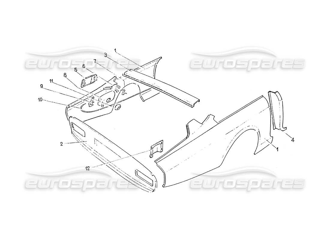 ferrari 365 gt 2+2 (coachwork) schema delle parti del lavoro della carrozzeria posteriore