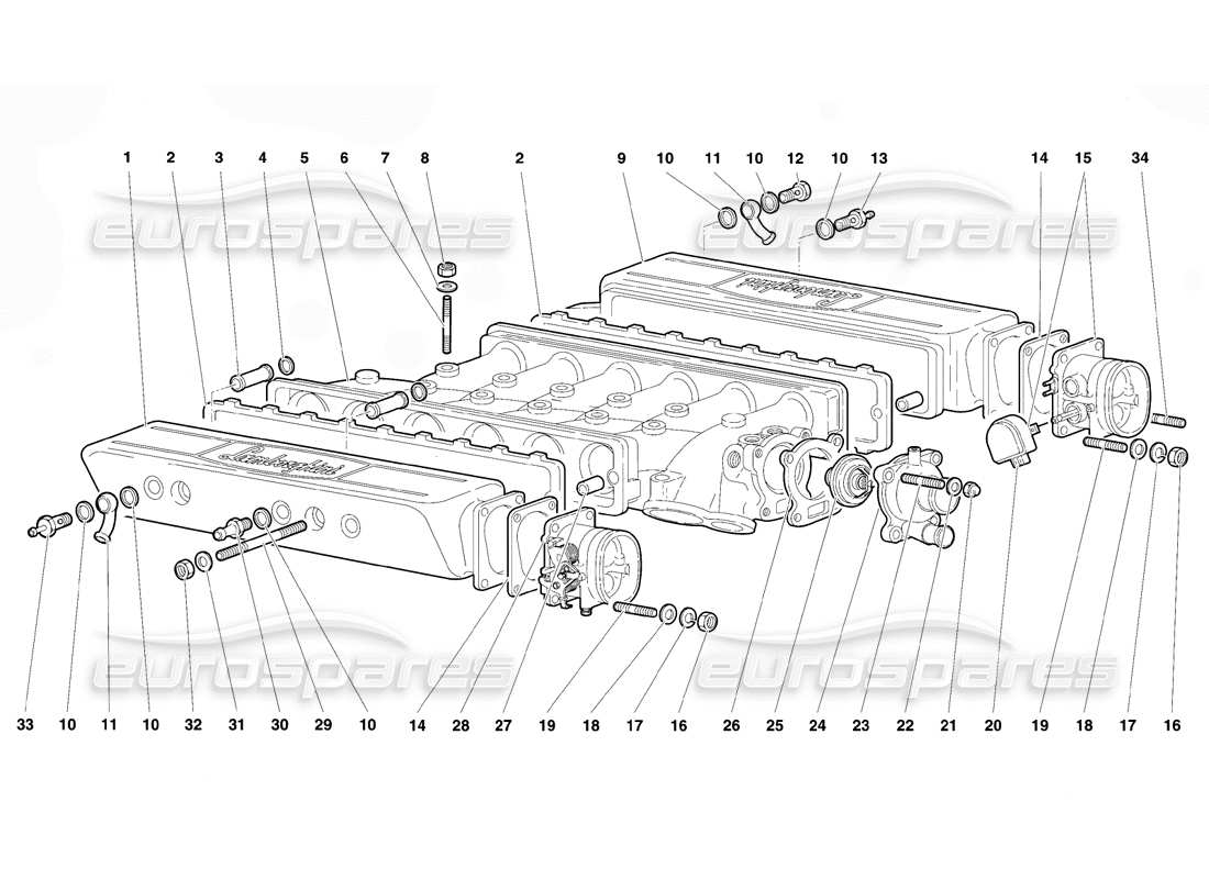 lamborghini diablo vt (1994) collettore di aspirazione diagramma delle parti