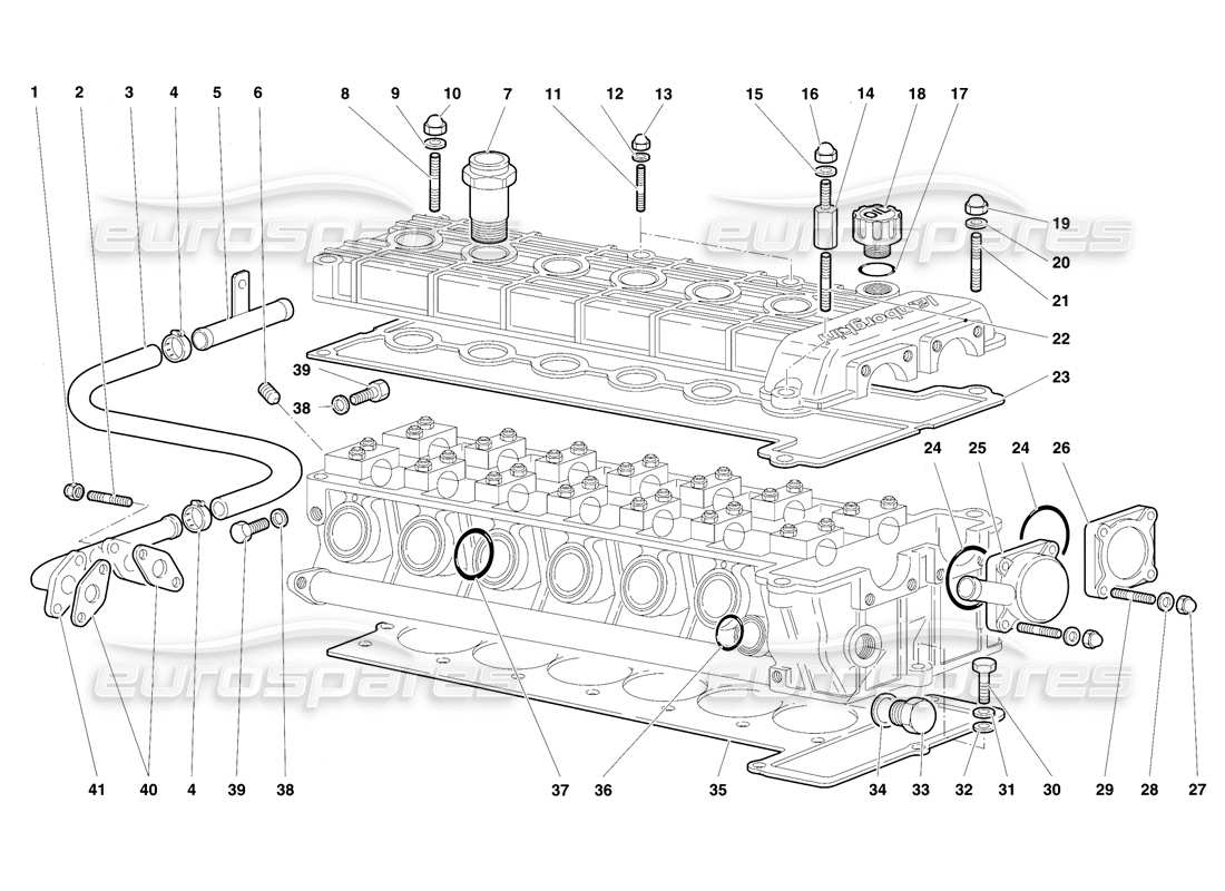 lamborghini diablo vt (1994) accessori per lo schema delle parti della testata sinistra