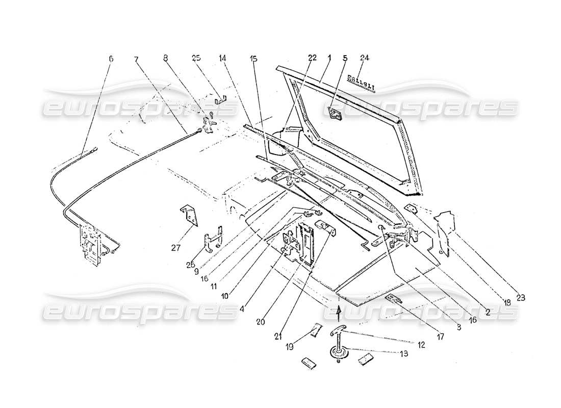 ferrari 365 gt 2+2 (coachwork) diagramma delle parti del cofano del bagagliaio posteriore