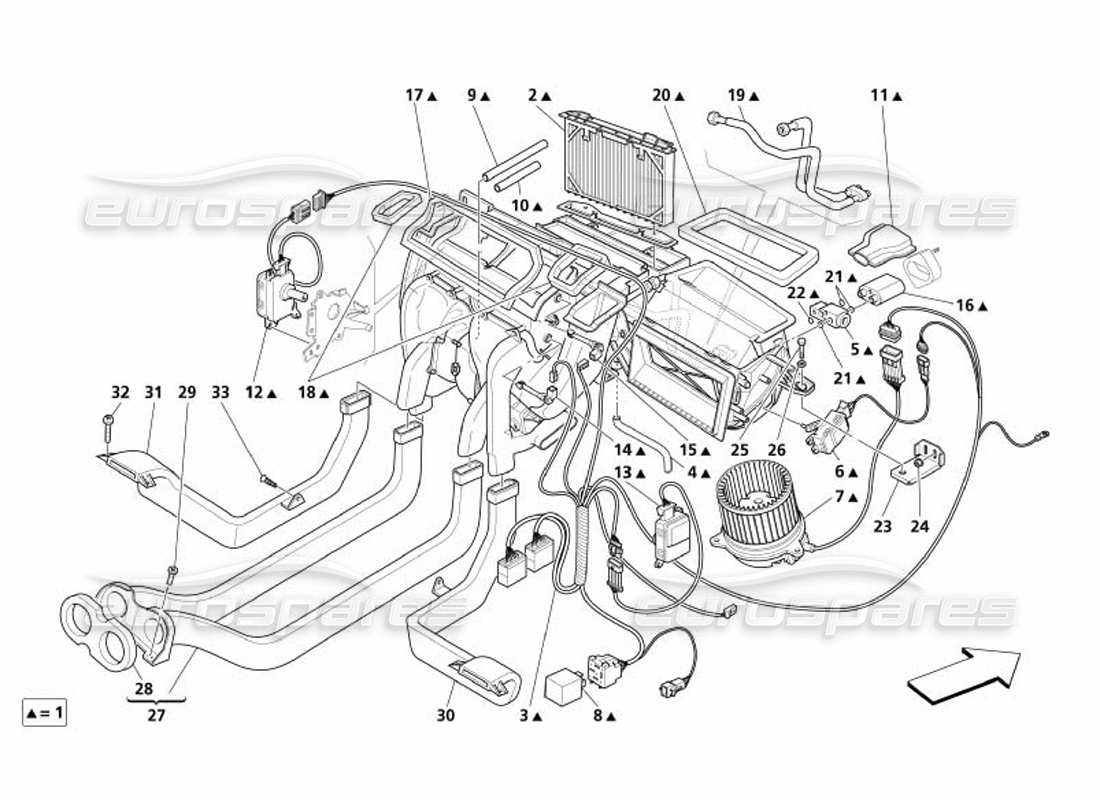 maserati 4200 coupe (2005) diagramma delle parti del gruppo evaporatore