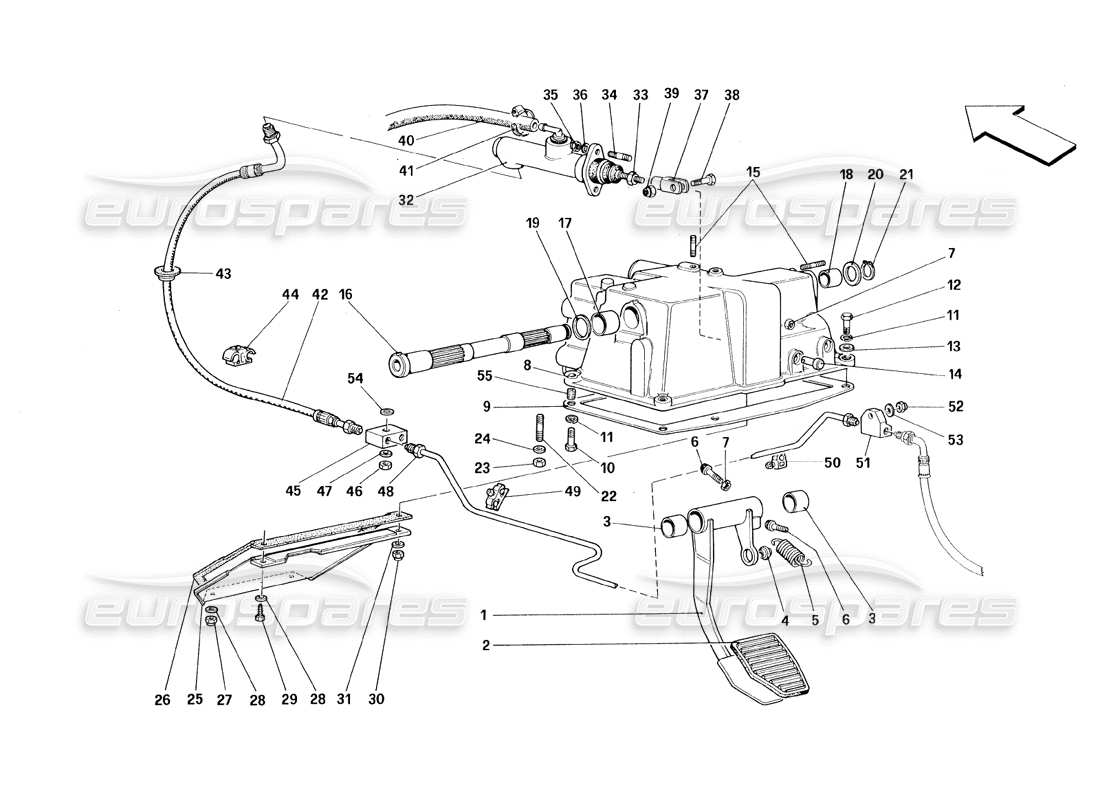 ferrari 348 (1993) tb / ts comando rilascio frizione diagramma delle parti