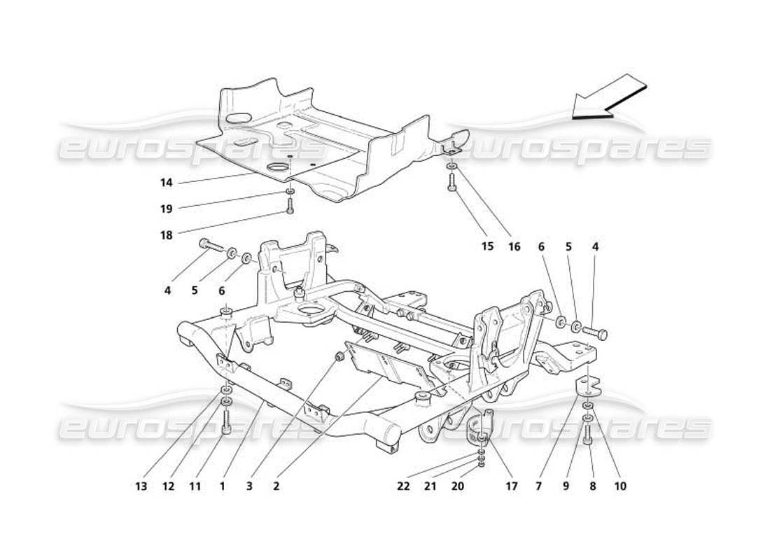 maserati 4200 coupe (2005) diagramma delle parti delle protezioni sottotelaio e sottomotore anteriori