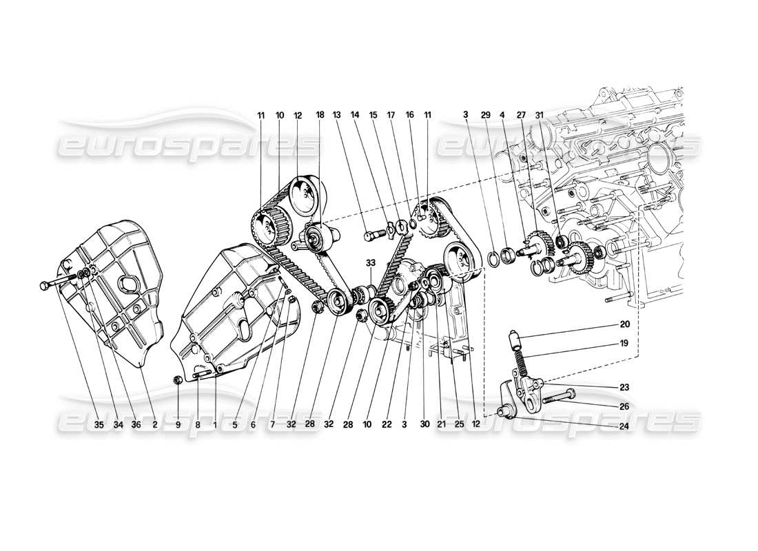 ferrari 208 turbo (1982) sistema di cronometraggio - controlli diagramma delle parti