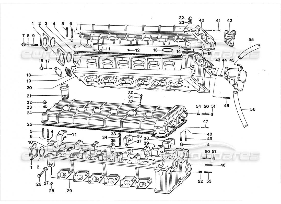 lamborghini lm002 (1988) teste dei cilindri diagramma delle parti
