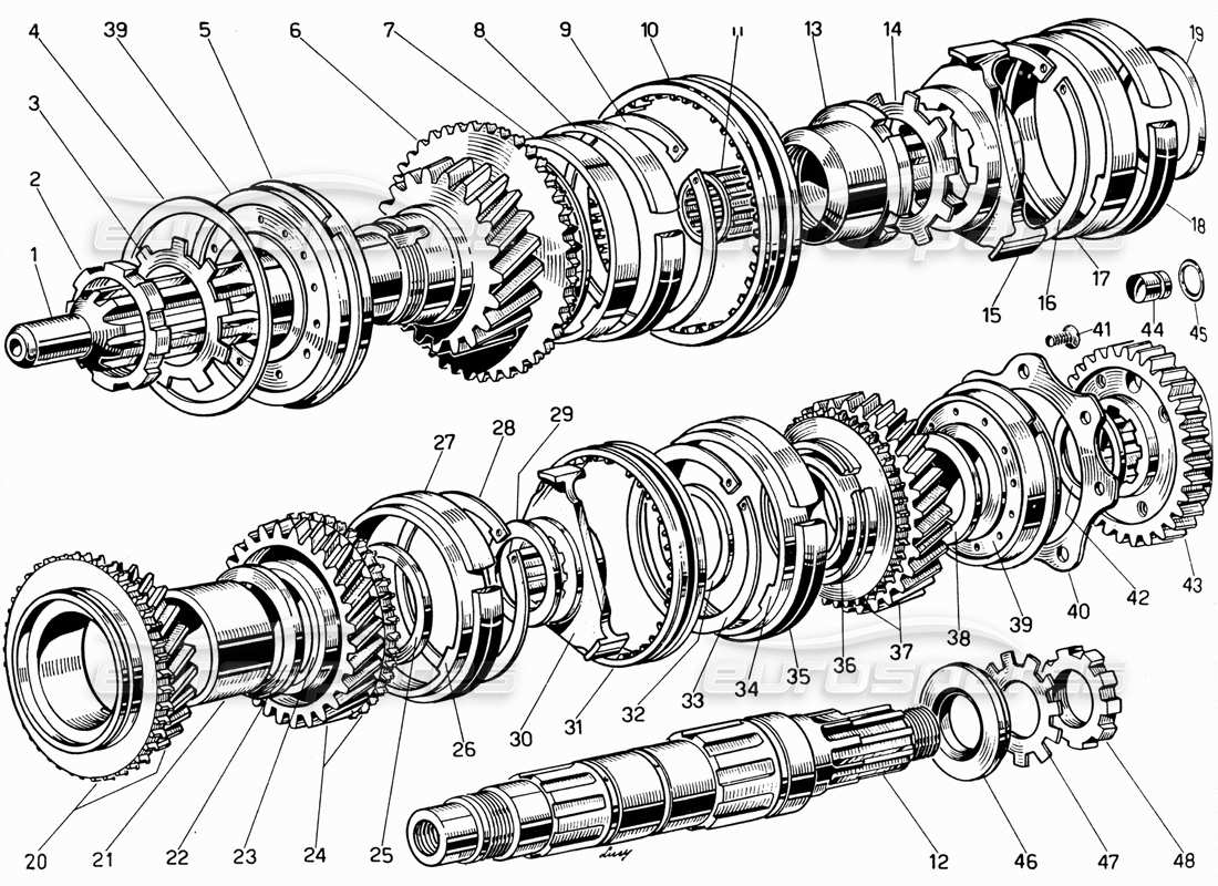 ferrari 330 gt 2+2 albero di uscita diagramma delle parti