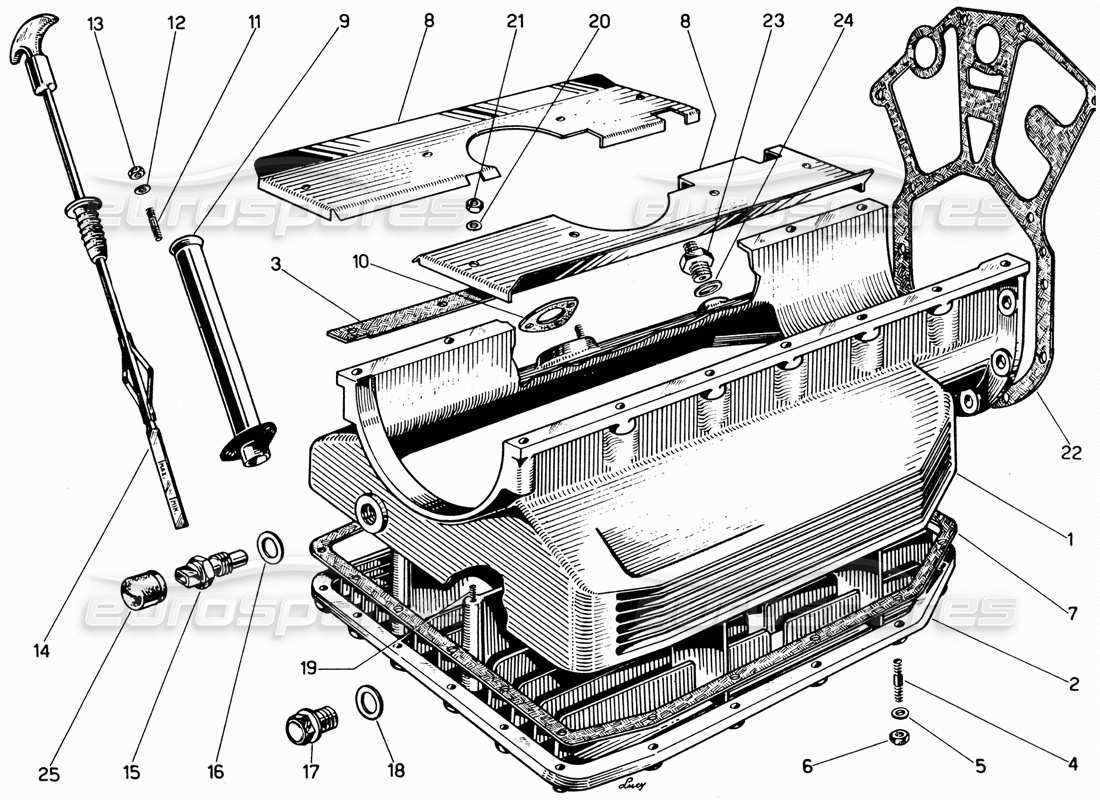 ferrari 330 gt 2+2 coppa dell'olio diagramma delle parti