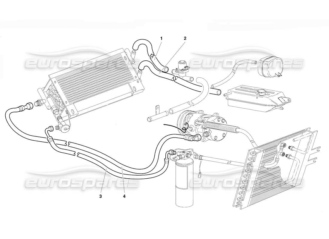 lamborghini diablo vt (1994) diagramma delle parti del climatizzatore (valido per versione rh d. - aprile 1994).