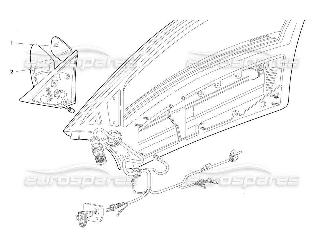 lamborghini diablo vt (1994) schema delle parti delle porte (valido per l'australia - versione rh d. - aprile 1994).