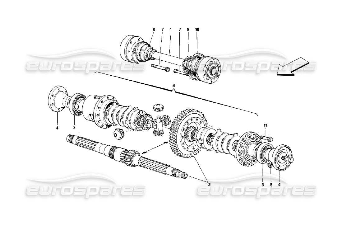 ferrari mondial 3.4 t coupe/cabrio diagramma delle parti del differenziale e degli alberi dell'asse