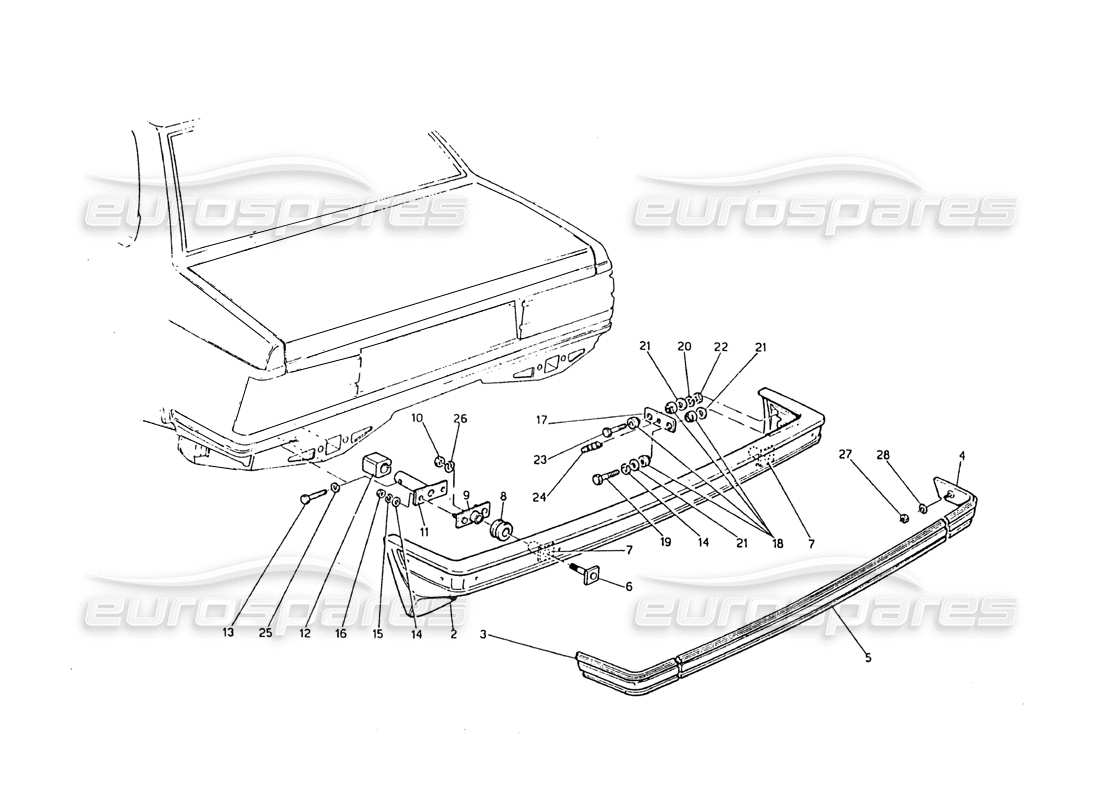 maserati biturbo 2.5 (1984) schema delle parti paraurti posteriore