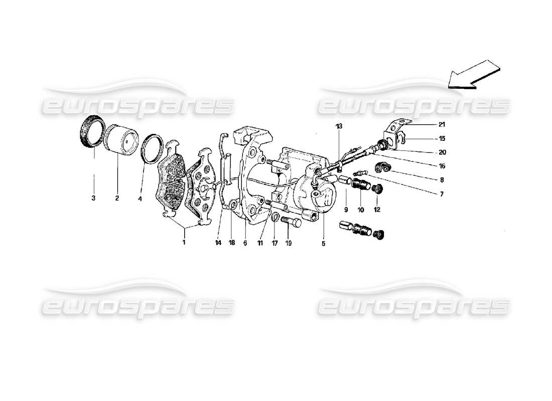 ferrari mondial 3.4 t coupe/cabrio pinze freni anteriori diagramma delle parti