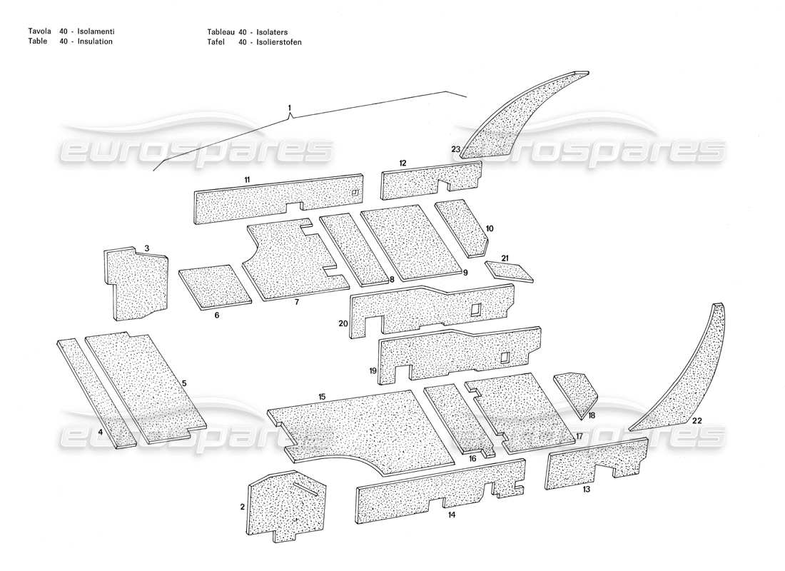 maserati merak 3.0 isolamento diagramma delle parti