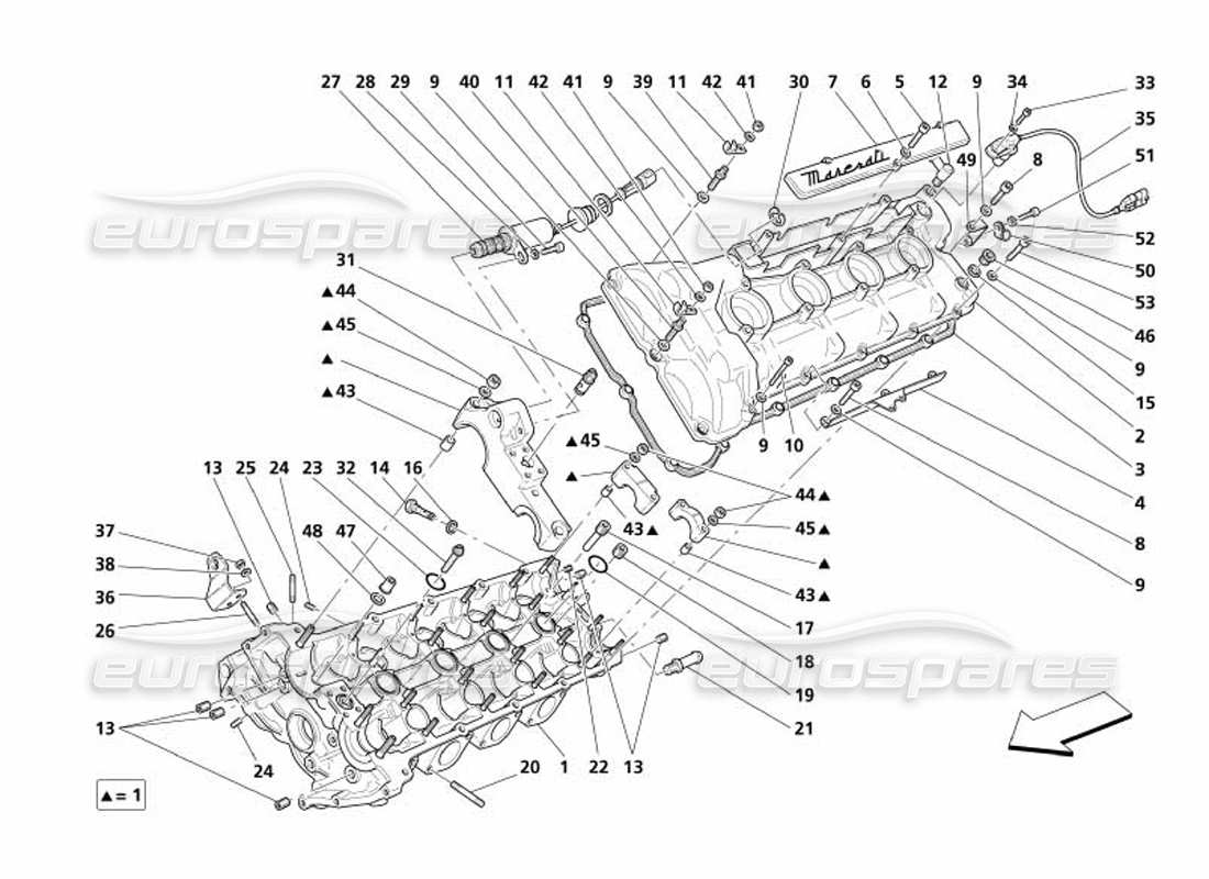 maserati 4200 spyder (2005) diagramma delle parti della testata del cilindro sinistra