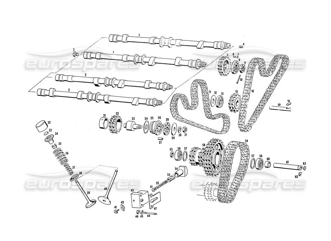 maserati indy 4.2 diagramma delle parti di temporizzazione