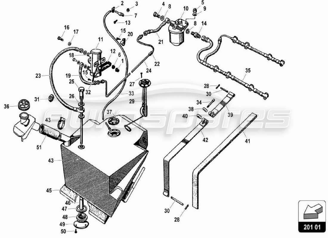 lamborghini miura p400 serbatoio dx diagramma delle parti