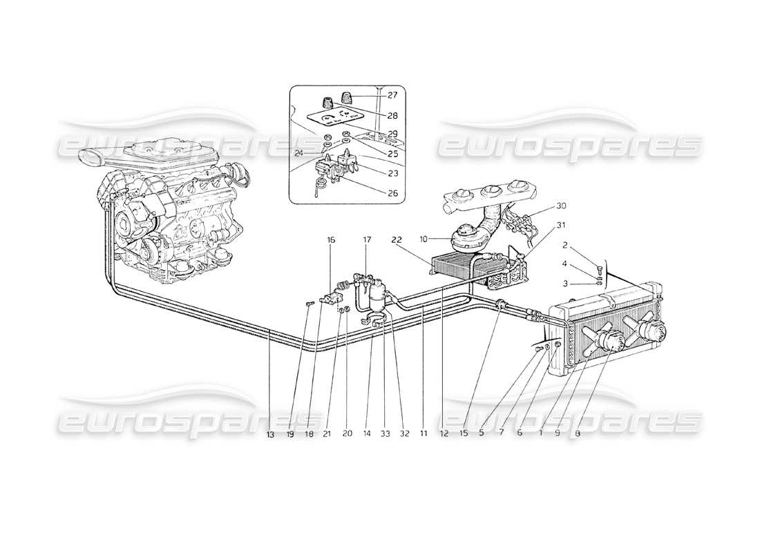 ferrari 208 gt4 dino (1975) diagramma delle parti del sistema di climatizzazione