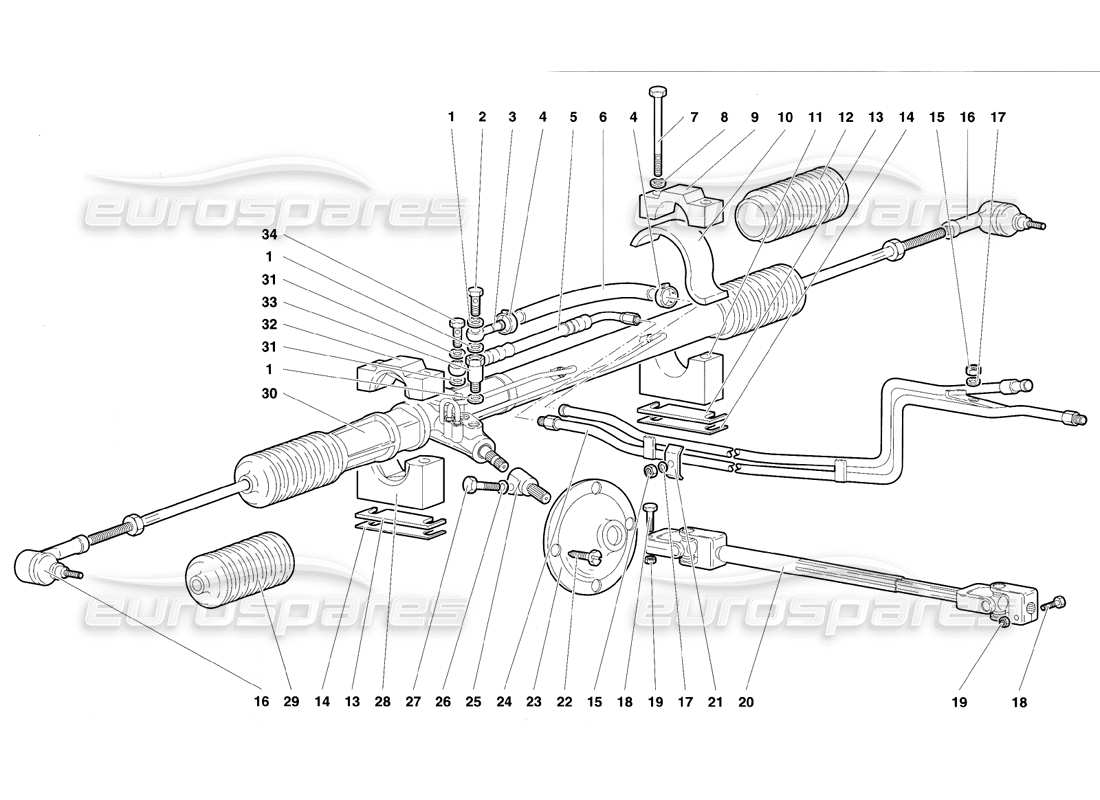 lamborghini diablo vt (1994) diagramma della parte dello sterzo