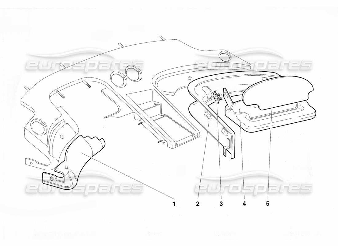 lamborghini diablo vt (1994) diagramma delle parti del rivestimento dell'abitacolo (valido per la versione usa - aprile 1994).