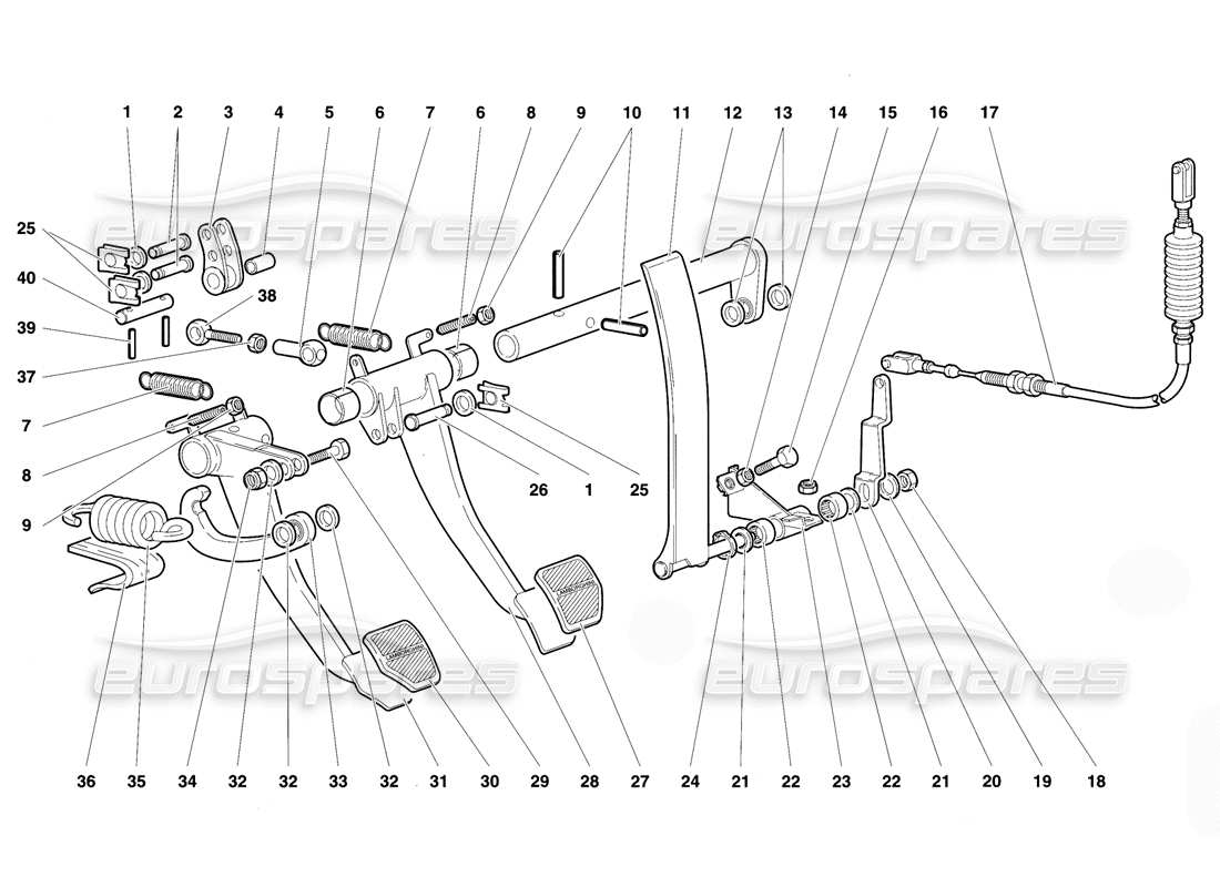 lamborghini diablo vt (1994) pedali schema delle parti