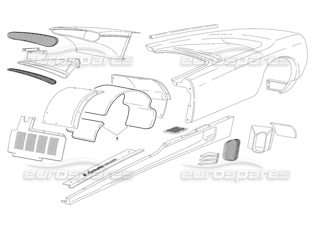 lamborghini diablo vt (1994) elementi del corpo (valido per la versione svizzera - aprile 1994) diagramma delle parti