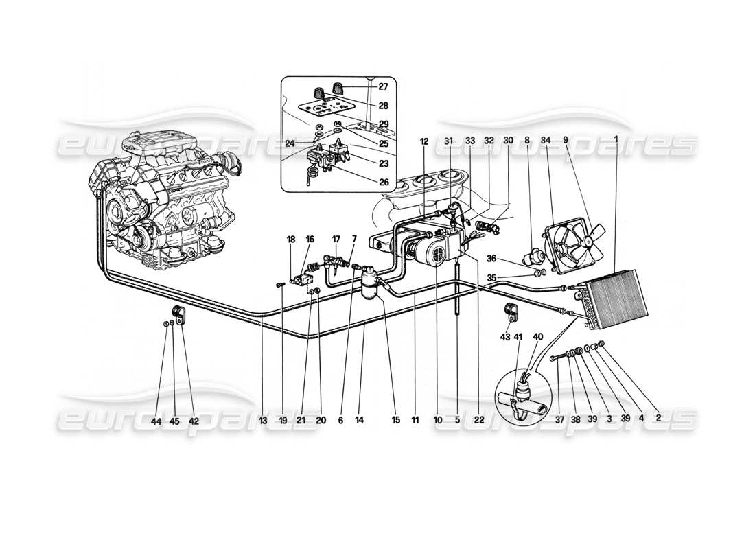 ferrari 208 turbo (1982) sistema di aria condizionata diagramma delle parti