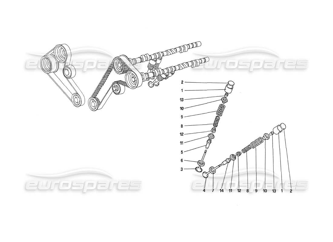 ferrari 288 gto sistema di distribuzione - punterie diagramma delle parti
