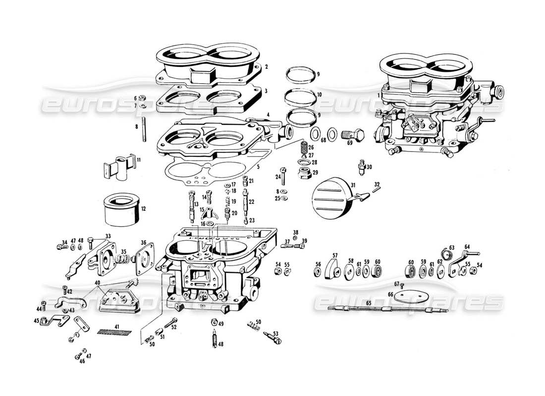 maserati indy 4.2 schema delle parti del carburatore