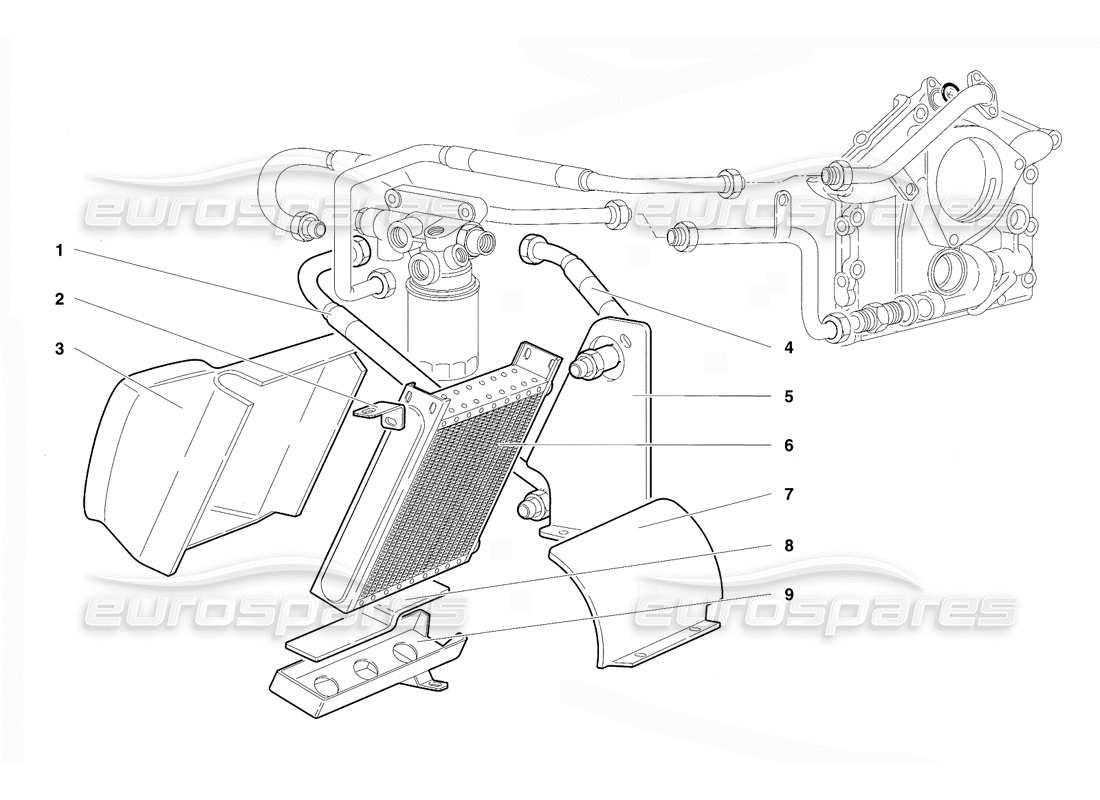 lamborghini diablo vt (1994) schema delle parti dell'impianto dell'olio motore (valido per versione rh d. - aprile 1994).