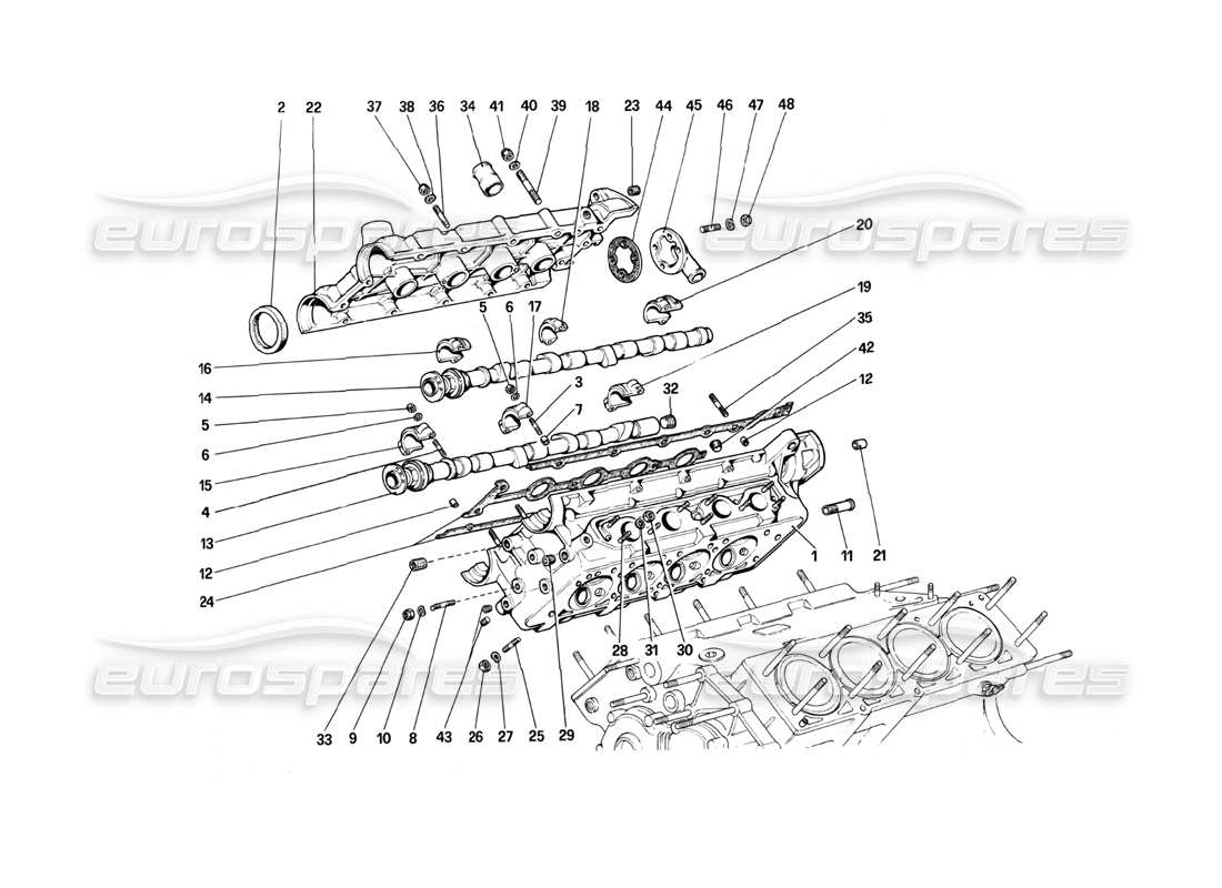 ferrari 208 turbo (1982) testata (destra) diagramma delle parti
