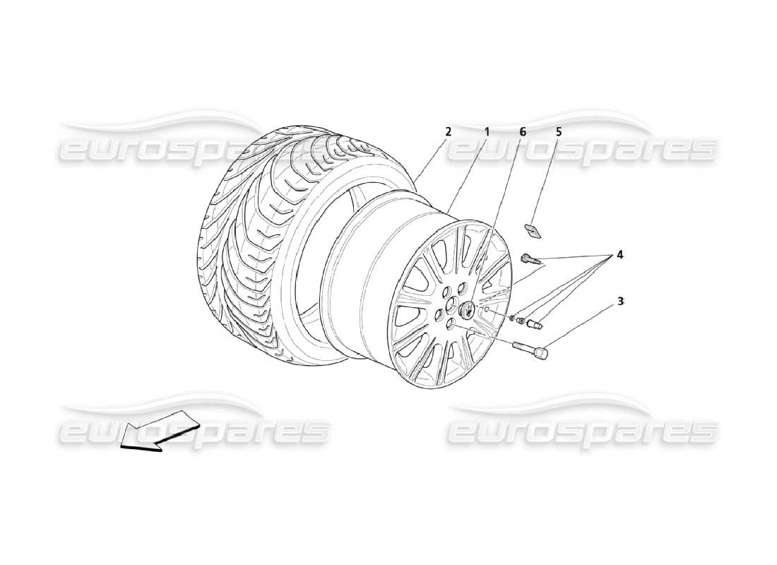 maserati qtp. (2006) 4.2 diagramma delle parti del cerchione e del pneumatico