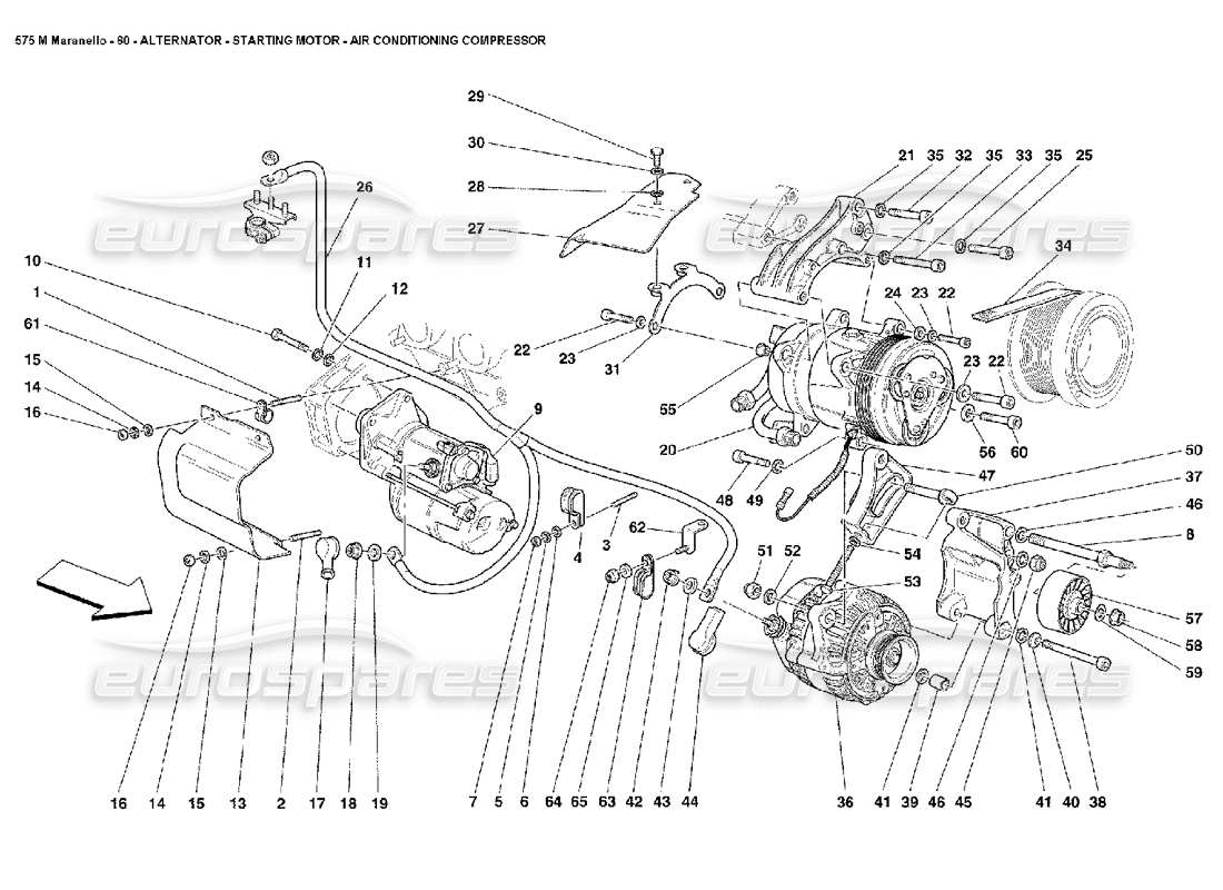 ferrari 575m maranello motorino di avviamento dell'alternatore e compressore ca diagramma delle parti