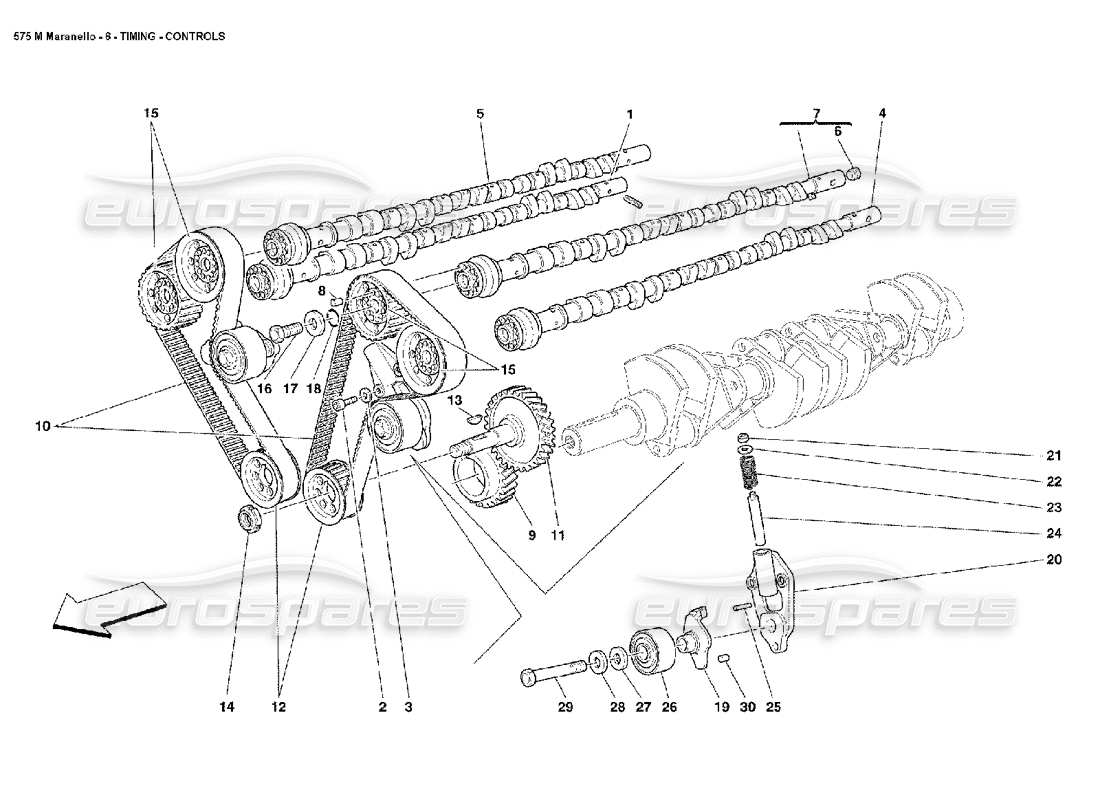 ferrari 575m maranello diagramma delle parti dei controlli di temporizzazione