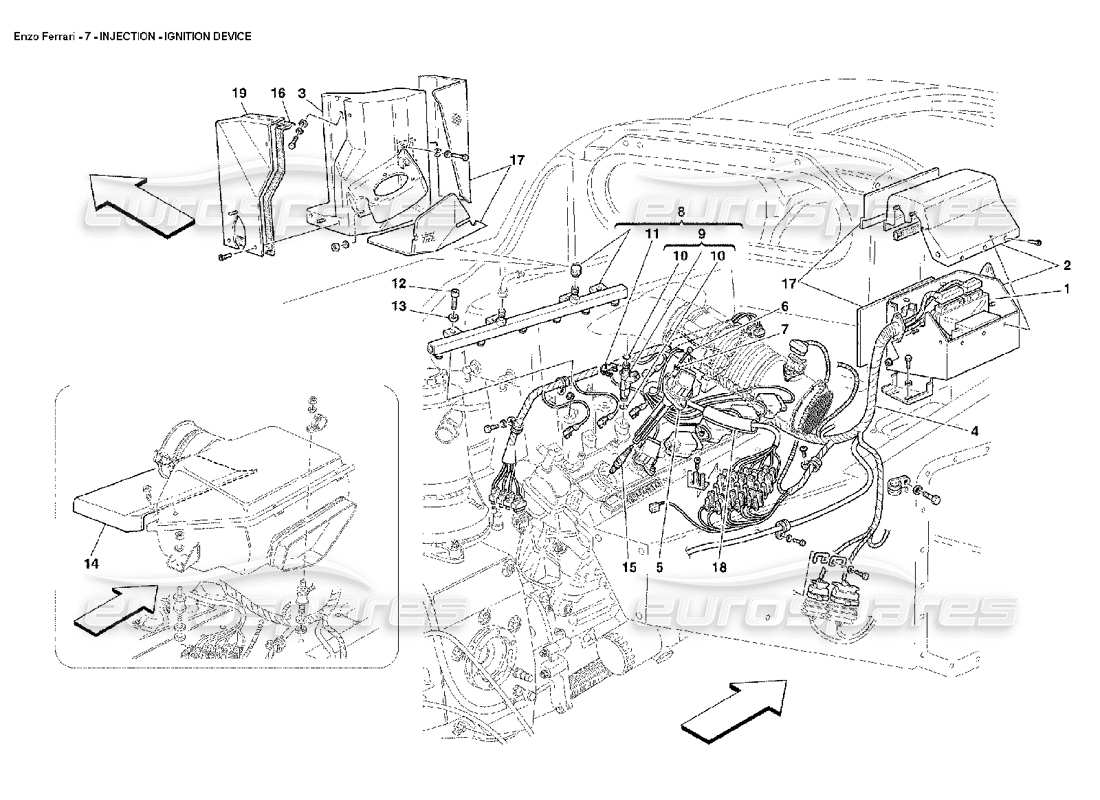 ferrari enzo diagramma delle parti del dispositivo di accensione a iniezione