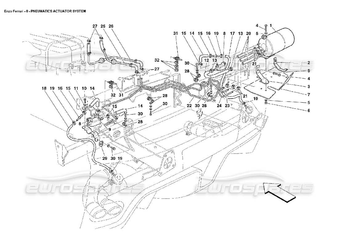 ferrari enzo diagramma delle parti del sistema attuatore pneumatico