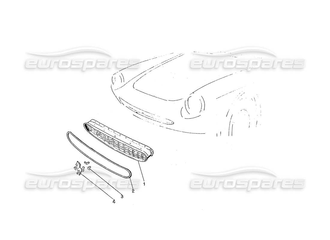 ferrari 330 gtc / 365 gtc (coachwork) diagramma delle parti della griglia anteriore