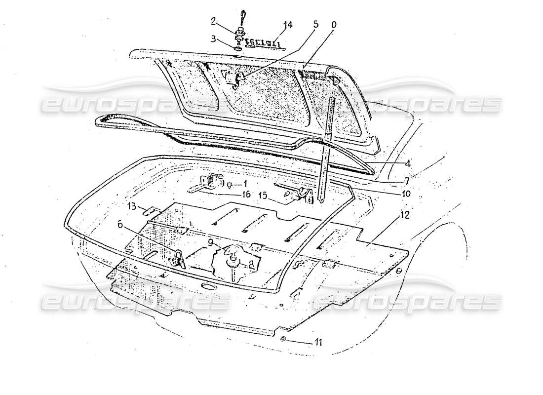 ferrari 330 gt 2+2 (coachwork) schema delle parti del vano bagagliaio (edizione 1).