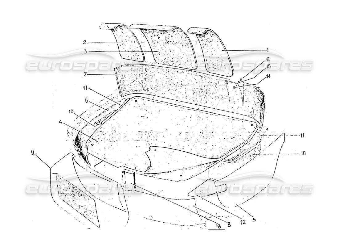 ferrari 330 gt 2+2 (coachwork) schema delle parti del tappetino del bagagliaio (edizione 1).