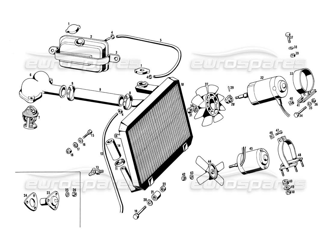 maserati ghibli 4.7 / 4.9 radiatore e ventilatore diagramma delle parti