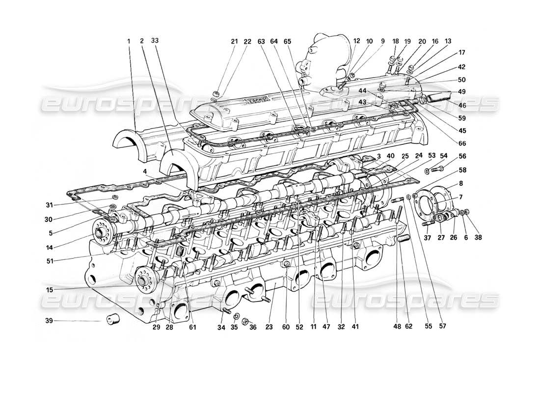 ferrari 400i (1983 mechanical) diagramma delle parti della testata (sinistra).