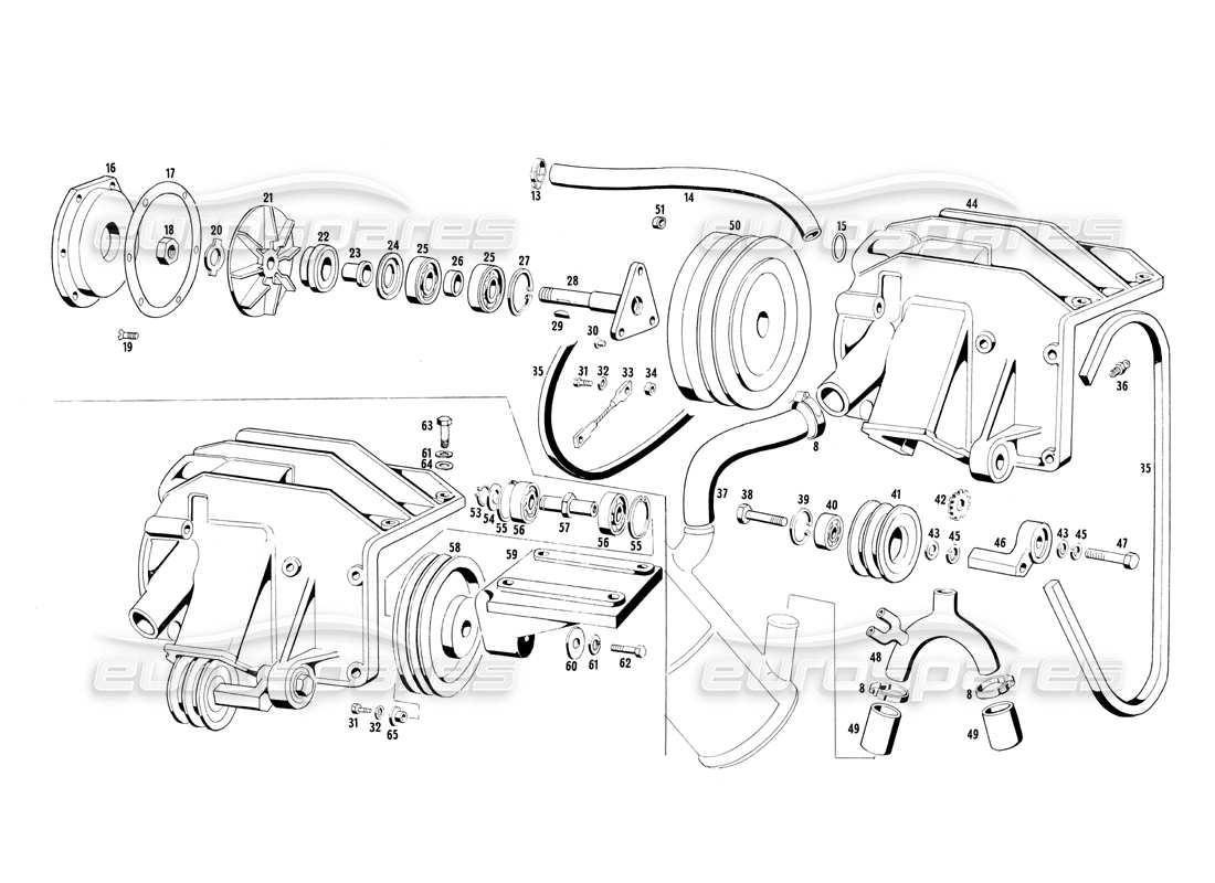 maserati ghibli 4.7 / 4.9 raffreddamento del motore diagramma delle parti