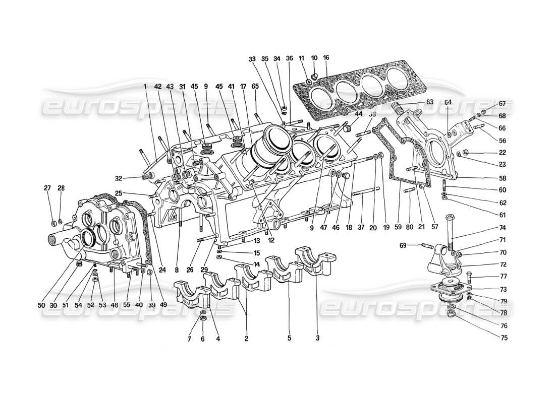 ferrari 288 gto schema delle parti del basamento
