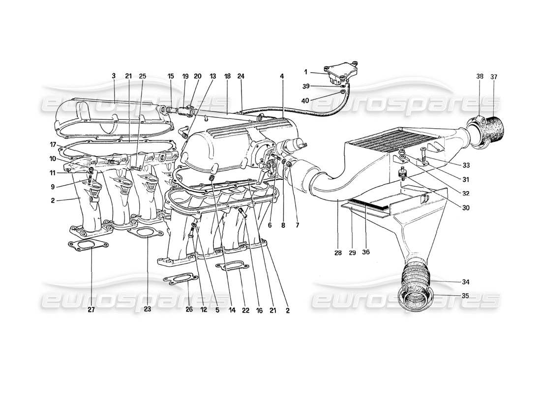 ferrari 288 gto collettori di scarico e scambiatori di calore diagramma delle parti