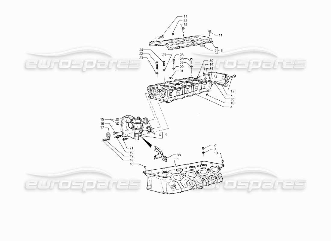 maserati qtp v8 (1998) schema delle teste dei cilindri, delle parti del telaio destro