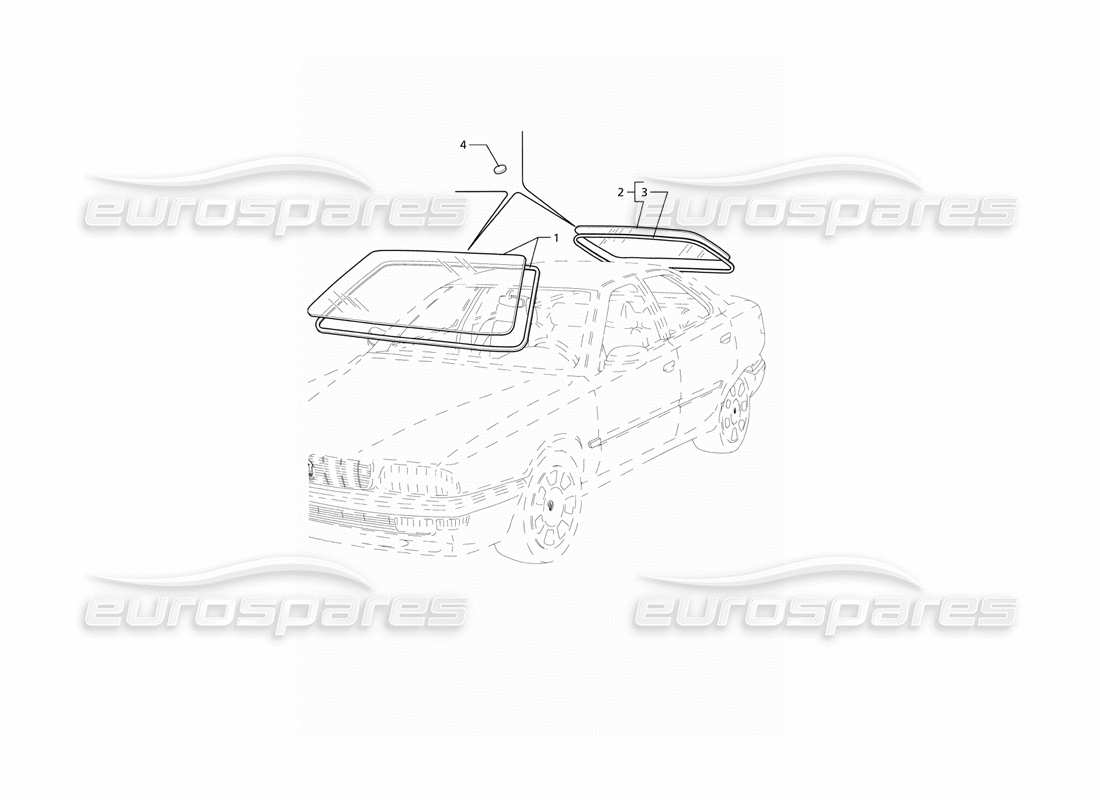 maserati qtp v6 (1996) finestre fisse diagramma delle parti